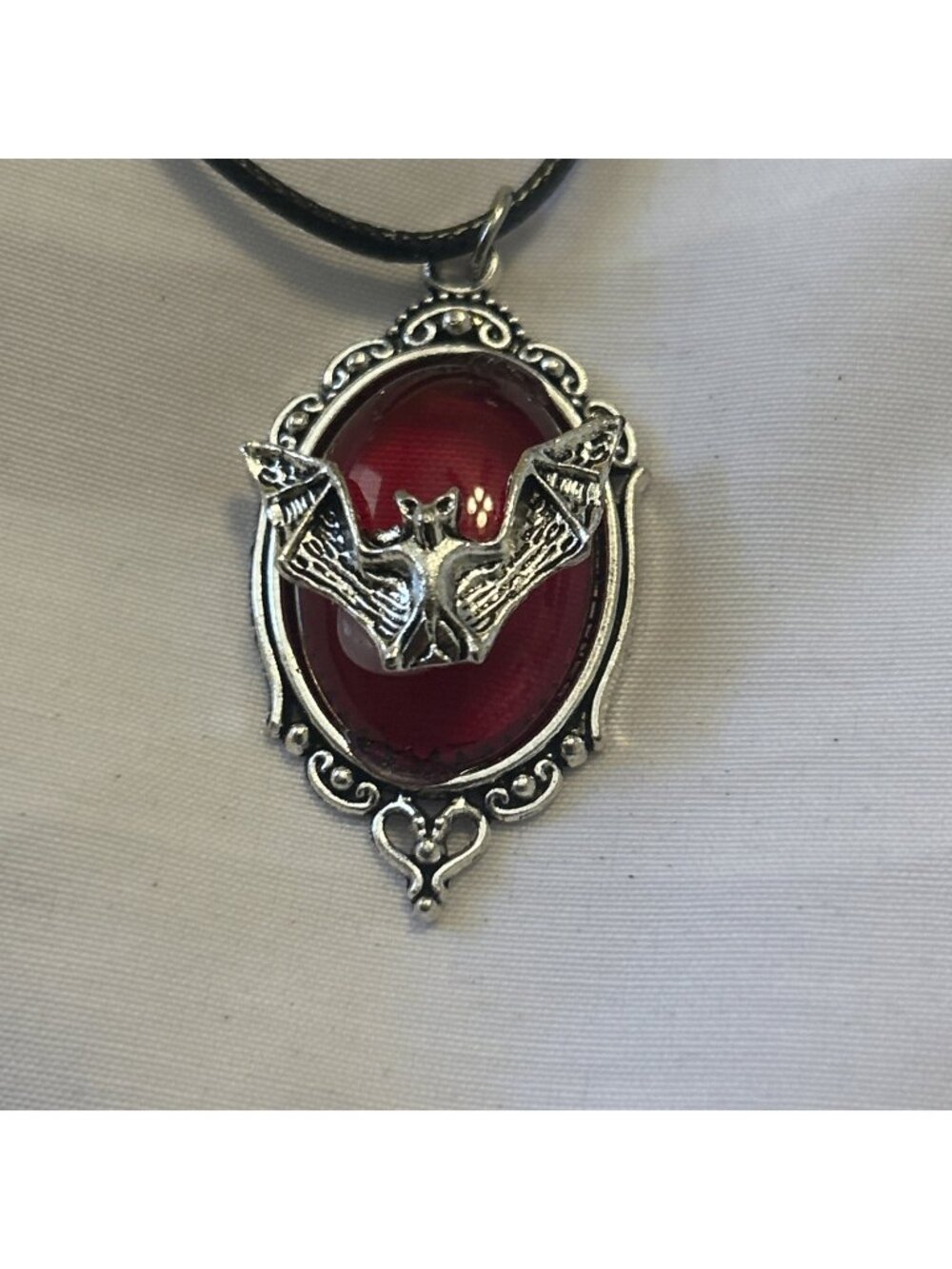 Choker Size 16” Adjustable Necklace Chain Bat Cameo Jewelry Goth Punk Emo Red